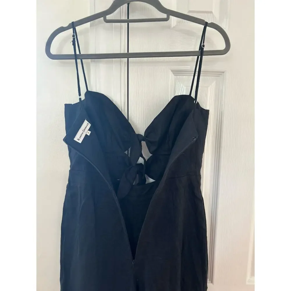 Karina Grimaldi Nelia Black Linen Bow Front Jumpsuit Revolve - Picture 7 of 9